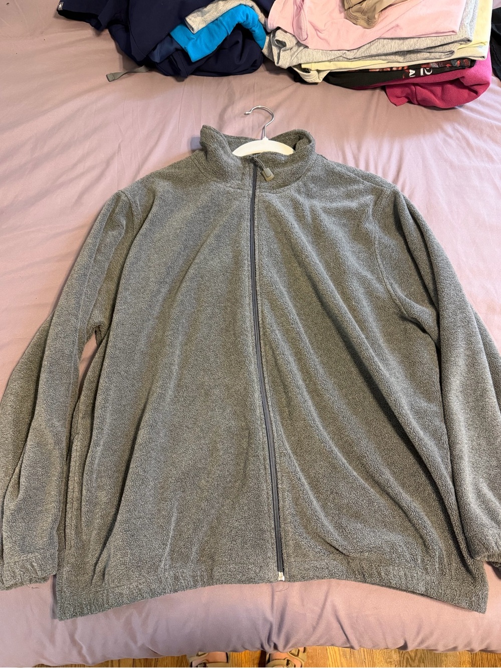 Rebecca Malone Gray Full-Zip Fleece Jacket